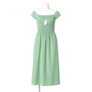 Free People Ceci Smocked Midi Mint Green Size Large NEW